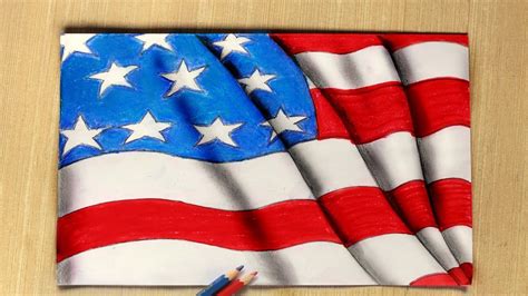 realistic usa flag drawing memorial day   realistic flag
