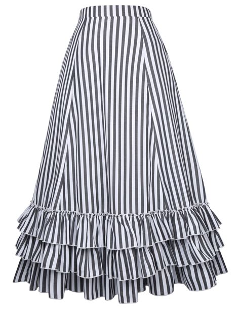 Belle Poque Women S Vintage Stripes Gothic Victorian Skirt Renaissance