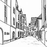 Stad Steden Kleurplaten Paisaje Pedestrian Perspectiva Leukvoorkids Cityscape Landscape Gebouwen Streets Straatjes Getdrawings 123rf Leuk Vendido sketch template