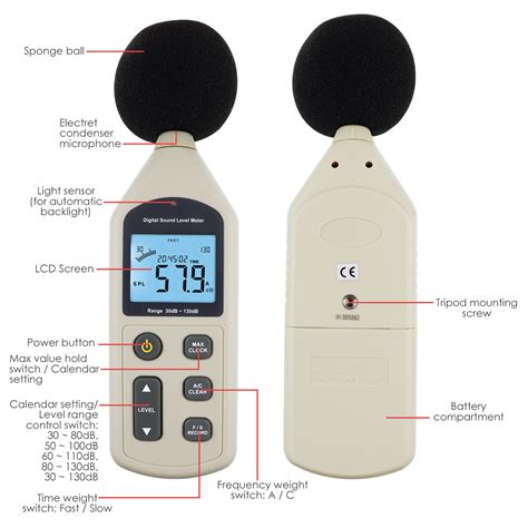 audio decibel meter sound level tester dba data recording