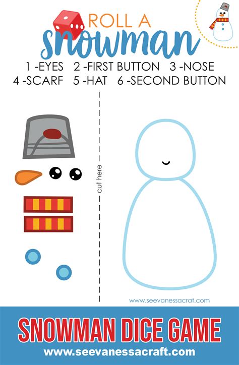 easy  printable snowman dice game  kids