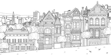 san franscico houses architecture adult coloring pages