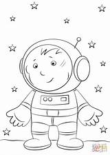 Coloring Astronaut Moon Pages Boy Puzzle sketch template