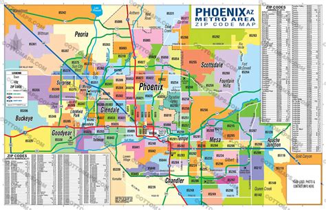 Phoenix Metro Area Zip Code Map Cities Colorized Otto Maps Images