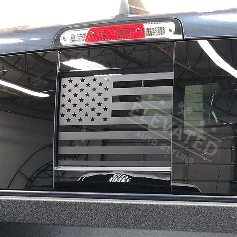 dodge ram  middle window american flag decal   elevated auto styling