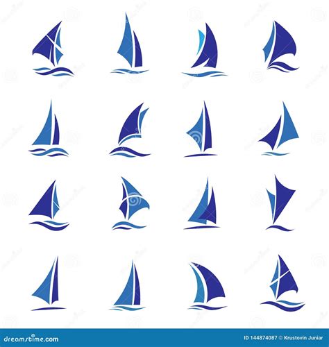 boat logo  yacht label set fast motor speedboats waves signs
