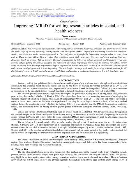 improving imrad  writing research articles  social