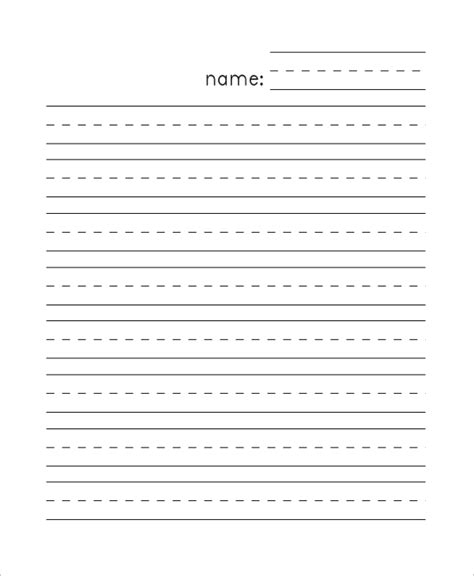 printable kindergarten lined paper template printable templates
