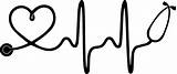 Stethoscope Heartbeat Enfermera Silhouette Bag Estetoscópio Grumpy Salvo sketch template
