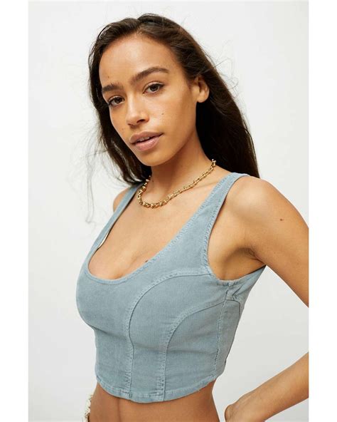 urban outfitters uo corduroy corset top in blue lyst