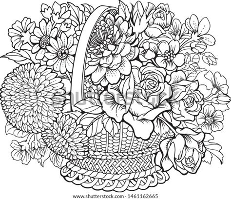 basket  roses coloring pages png  file