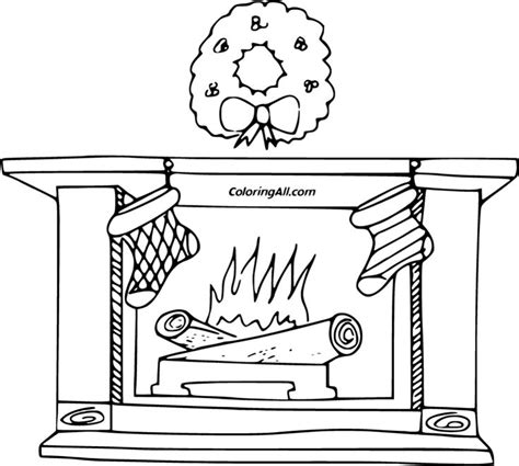 printable fireplace coloring pages  vector format easy