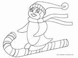 Penguin Skiing Kinderart sketch template
