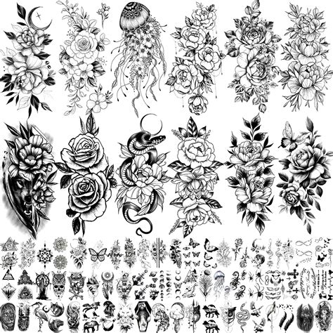 buy 72 sheets 3d flowers temporary tattoos for women fake tattoos body