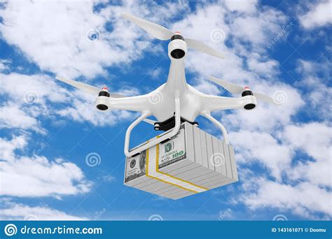 air drone delivering stack  dollars money bills  rendering stock illustration