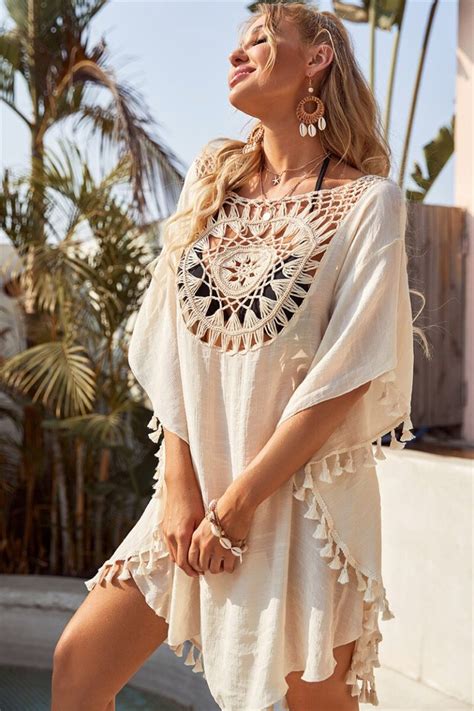 swimsuit cover ups for swimwear women tassel beach dress