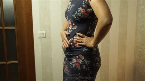 Blue Flower Dress And My Pregnant Looking Belly Alice Shaw Clips4sale