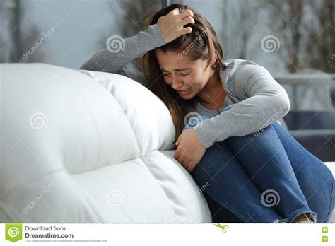 sad girl crying   home stock image image  ashamed cheated