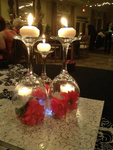 Upside Down Wine Glass Centerpieces For A Christmas Wedding Glass