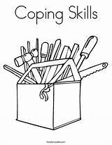 Coping Skills Coloring Tool Box sketch template