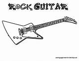 Guitar Coloring Pages Electric Rock Kids Guitars Printable Colouring Roll Book Cool Instrument Print Musical Clipart Templates Adult Outline Instruments sketch template
