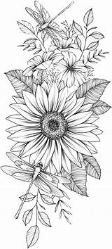 Sunflower Colouring Drawing sketch template
