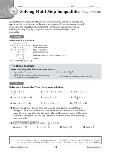 solving multi step equations practice   answers tessshebaylo