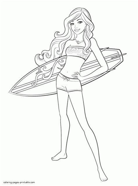 surfing girl coloring pages