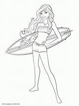 Barbie Coloring Mermaid Pages Tale Printable Girls Print Surfer Pony sketch template