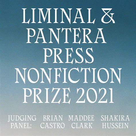Announcing The 2021 Liminal And Pantera Press Nonfiction Prize Winner