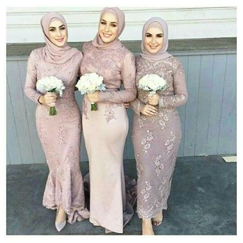 hijabi bridesmaids european style bridesmaid dresses  sleeves long sleeve bridesmaid