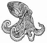 Octopus Zentangle Stylized sketch template
