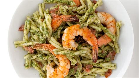 Pasta With Pesto Shrimp And Cured Ham Recipe Bon Appétit