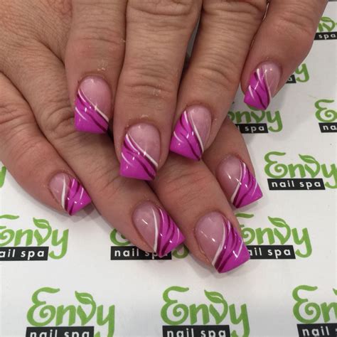 pink white stipe nails envy nail spa nails nail spa nail patterns