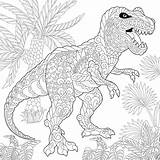 Dinosaur Tyrannosaurus Coloring Rex Adult Zentangle Book Dino Pages Sheets Colouring Stress Anti Choose Board sketch template