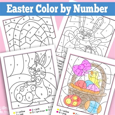 easter color  numbers worksheets itsybitsyfuncom
