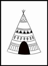 Teepee Poster Indian Pattern Print Kids Printable Tent Template Outline Templates sketch template