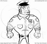 Tough Cop Strong Male Clipart Cartoon Coloring Outlined Vector Thoman Cory Royalty sketch template