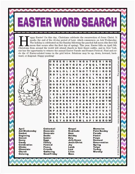 printable easter crossword puzzles  adults