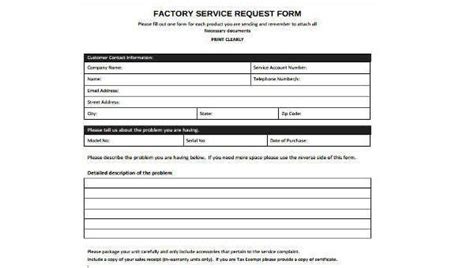 service request form samples   ms word