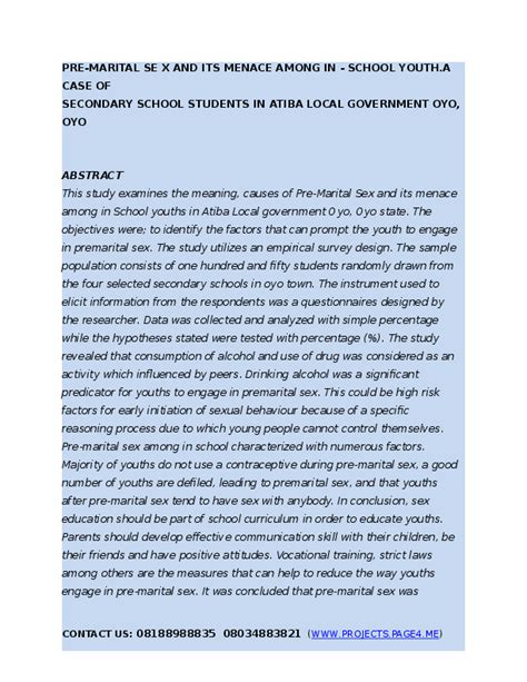 ⚡ Premarital Sex Causes The Causes Of Premarital Sex Among Teenagers