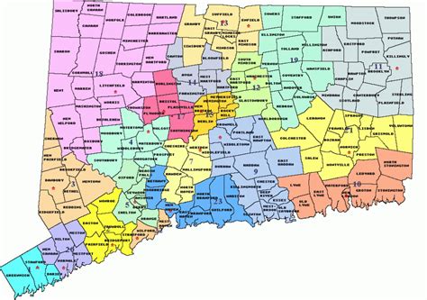 state  ct map  towns printable map