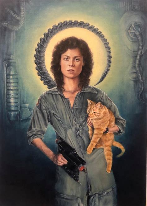 Alien Ellen Ripley And Jonesy Art Art Ellen Ripley Original Oil