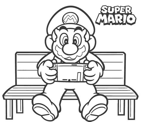 mario playing game coloring page  printable coloring pages  kids