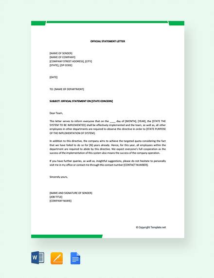 official statement letter  examples format   write