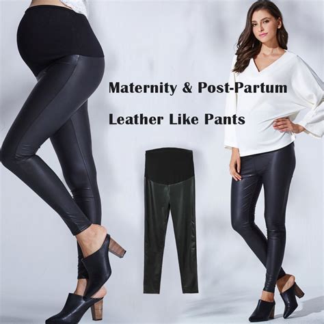 maternity and post partum leather like leggings pants sweet mommy