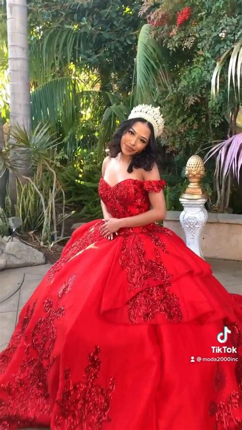 Pretty Glittery Red Off The Shoulder Quinceañera Dress [video] Red