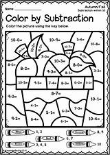 Color Subtraction Worksheets Math Coloring Number Code Addition Pages sketch template