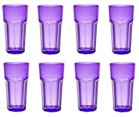 Maxecor Drinking Purple Party Glasses Beverage 8 Piece Glass Cup Set 12