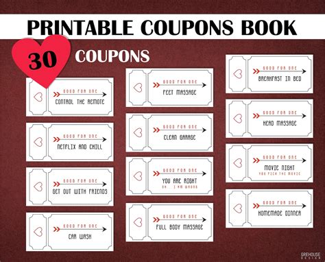 Printable Love Coupons For Him Romantic And Sex Coupons Book Etsy